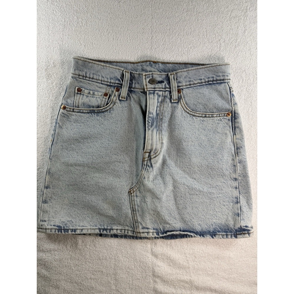 LEVIS PREMIUM Women Size 25 Button Fly Denim Blue‎ Jean Skirt